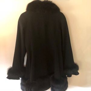 Belle Fare Black 100% Cashmere and Fox coat